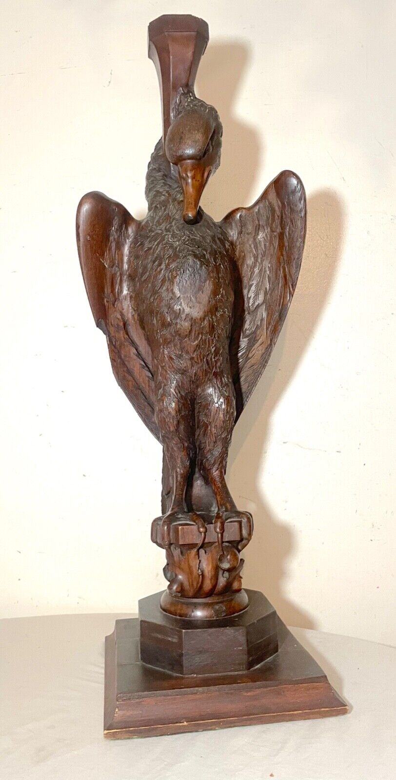 1800's hand carved wood swan sculpture