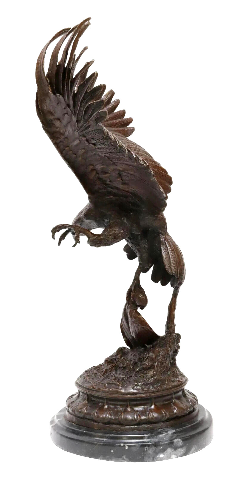 Antique Bronze Falcon Statue, Jules Moigniez Reproduction, 25"H