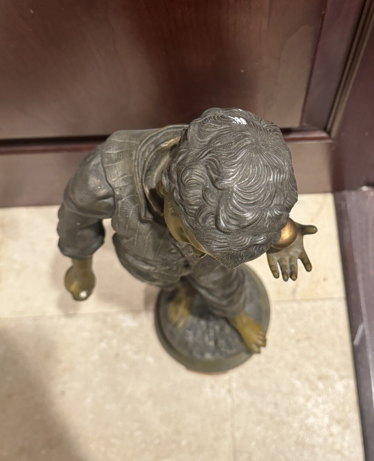 1800s Spelter Metal "La Toupie" Statue Figure