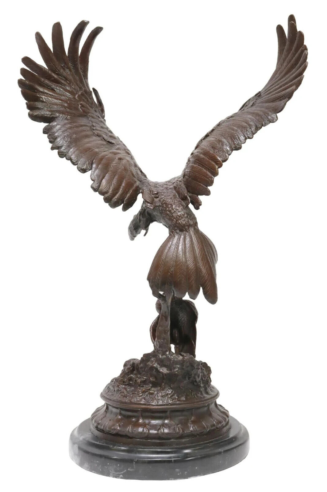Antique Bronze Falcon Statue, Jules Moigniez Reproduction, 25"H