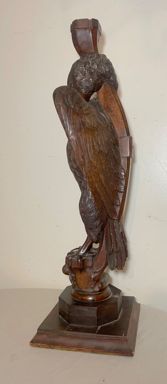 1800's hand carved wood swan sculpture