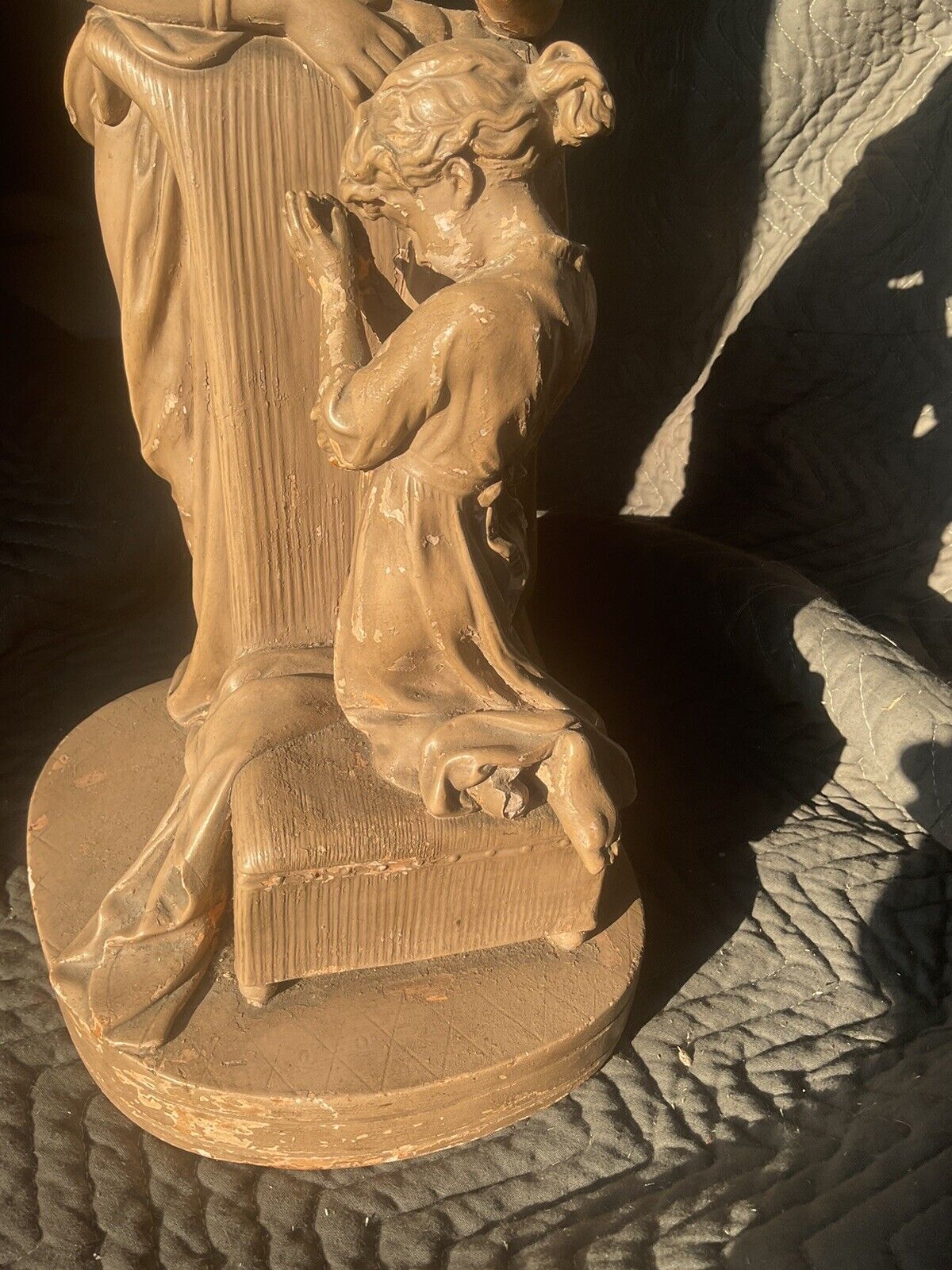 Florentine Statuary Mother Child Late 1800s Original Paint