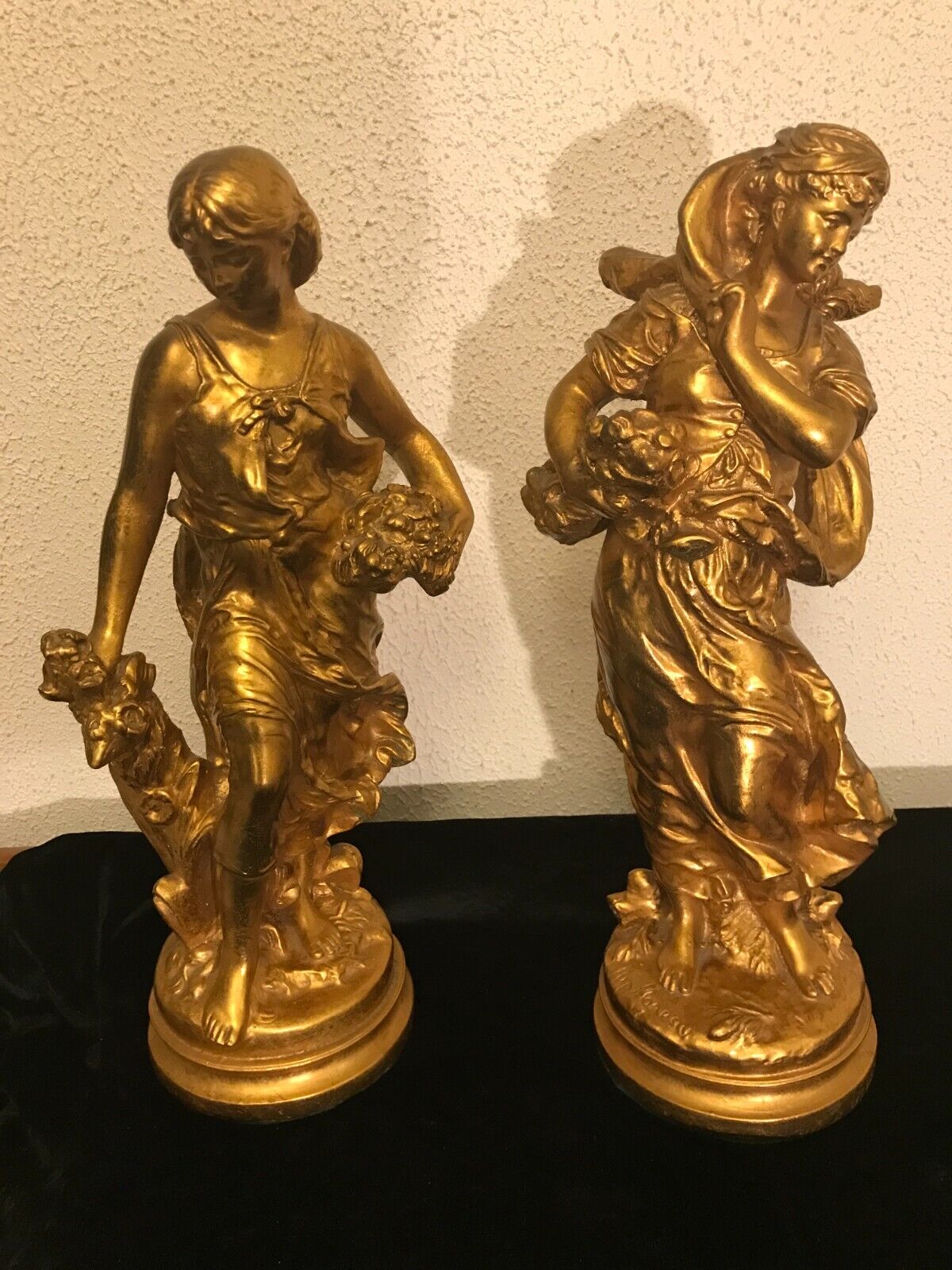 Vintage Gold Colored Figurines by H Moreau
