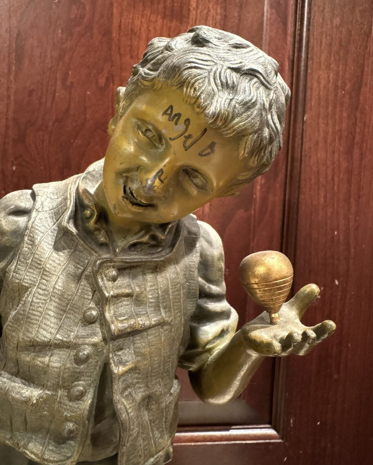 1800s Spelter Metal "La Toupie" Statue Figure