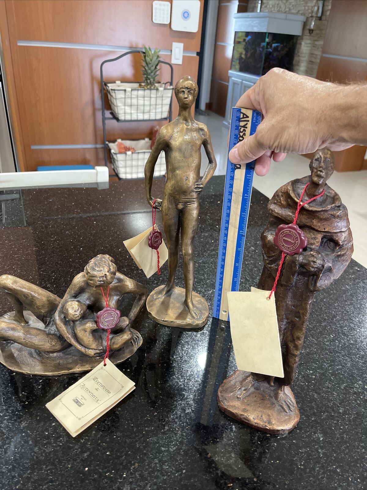 Italian Fonderia Fracaro Solid Bronze Sculpture Set, COA Included