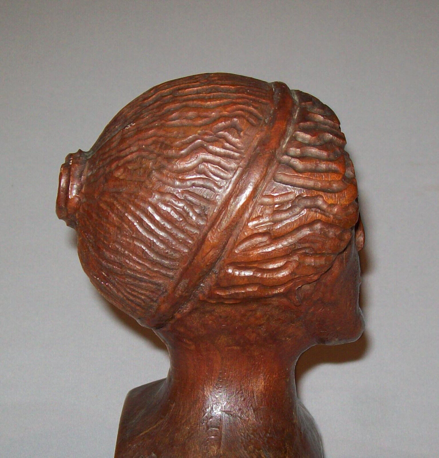 19th Century Hand Carved Wooden Woman Bust Figure