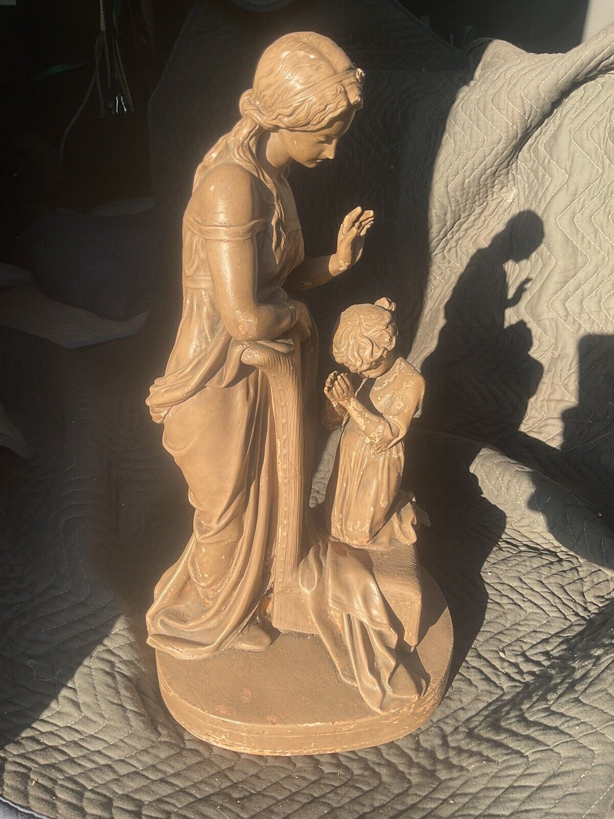 Florentine Statuary Mother Child Late 1800s Original Paint