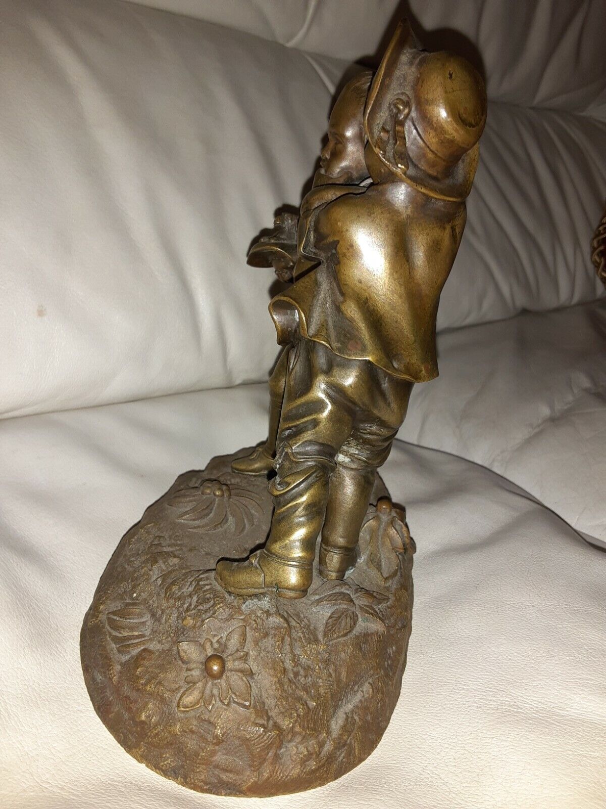 1800’s Bronze Sculpture of Boys Scuffling over Puppies