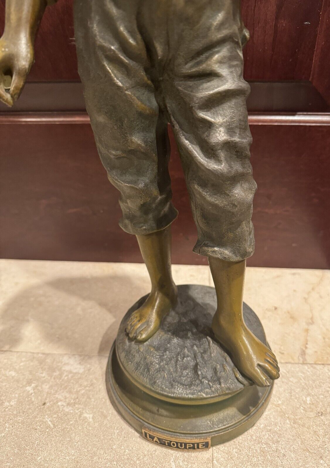 1800s Spelter Metal "La Toupie" Statue Figure