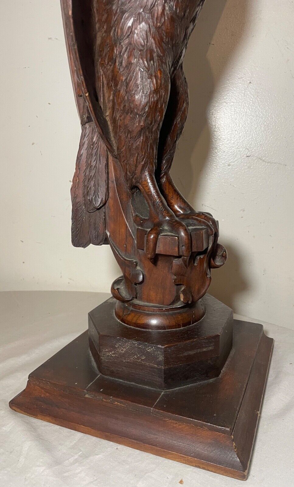 1800's hand carved wood swan sculpture