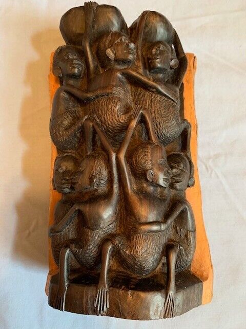 Vintage Ebony Tree of Life Sculpture from Tanzania