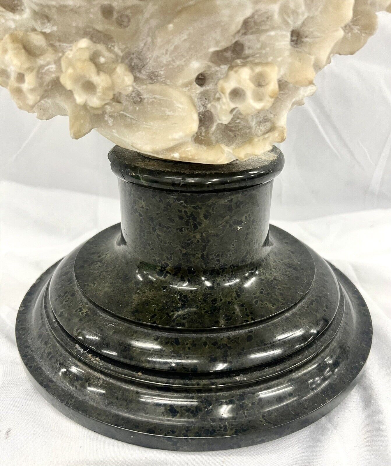 1800s Alabaster Carved Art Nouveau Woman Sculpture