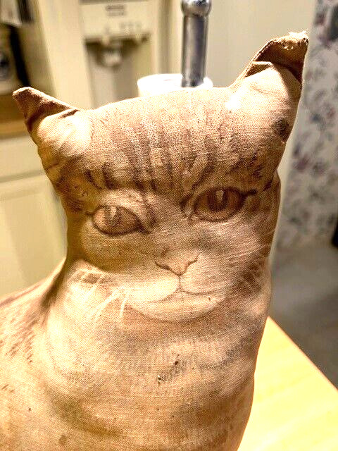 1800s-1900s Antique Soft Sculpture Tabby Cat with Kittens