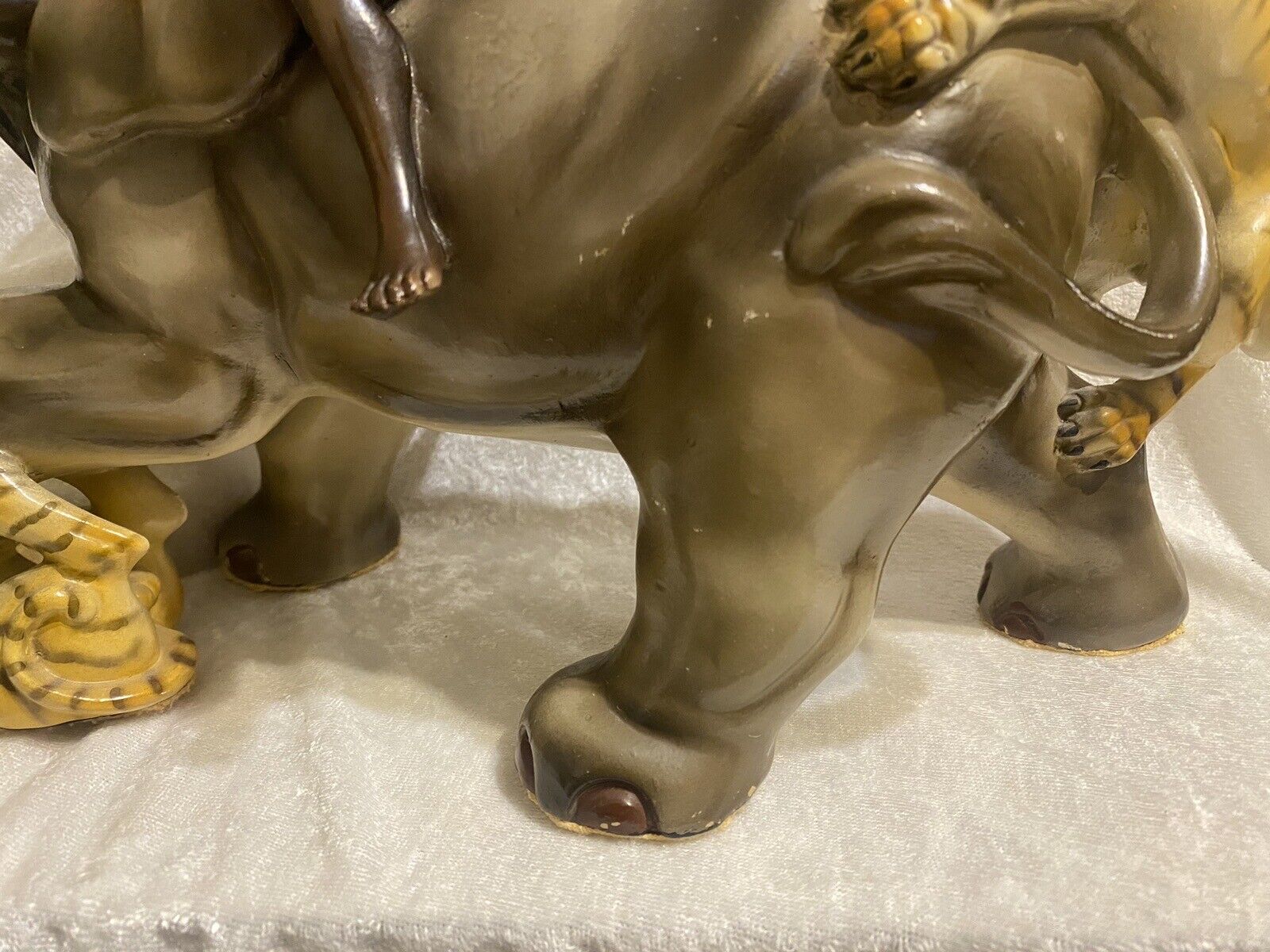 1900's Rare Signed Statue: Tribal Blackamoor on Elephant