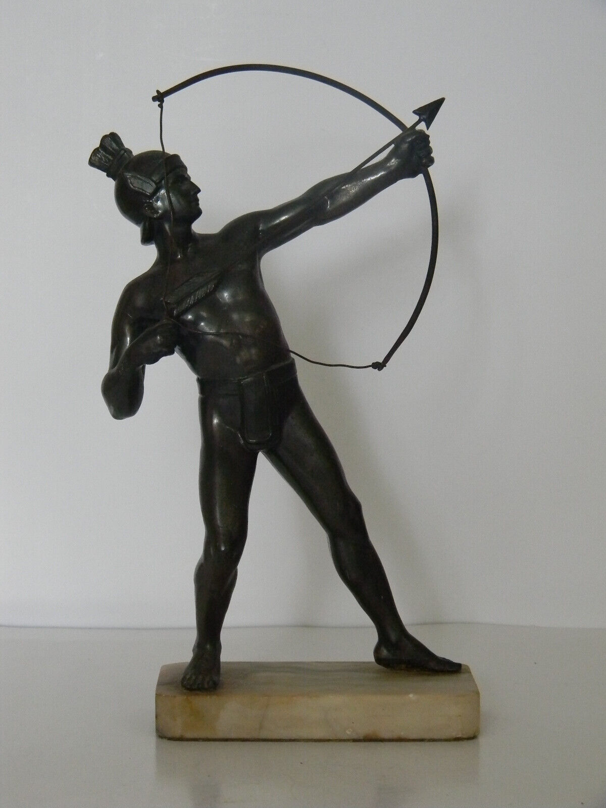 1800s Victorian Spelter Roman Warrior Figures on Marble Bases