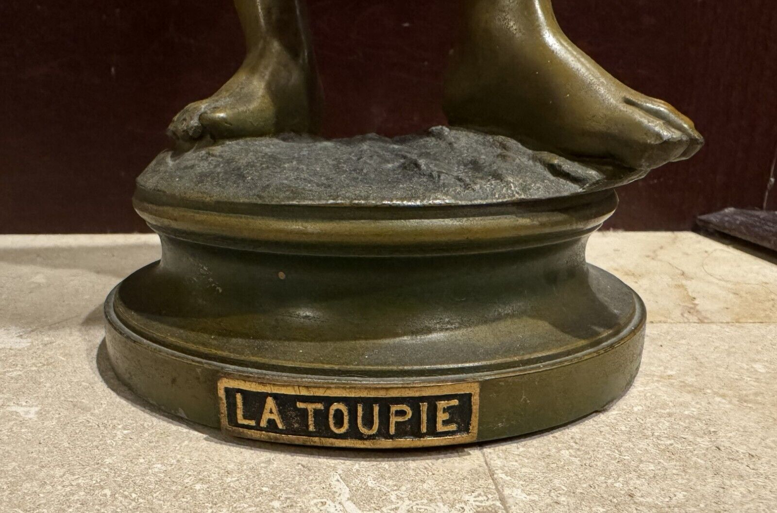 1800s Spelter Metal "La Toupie" Statue Figure