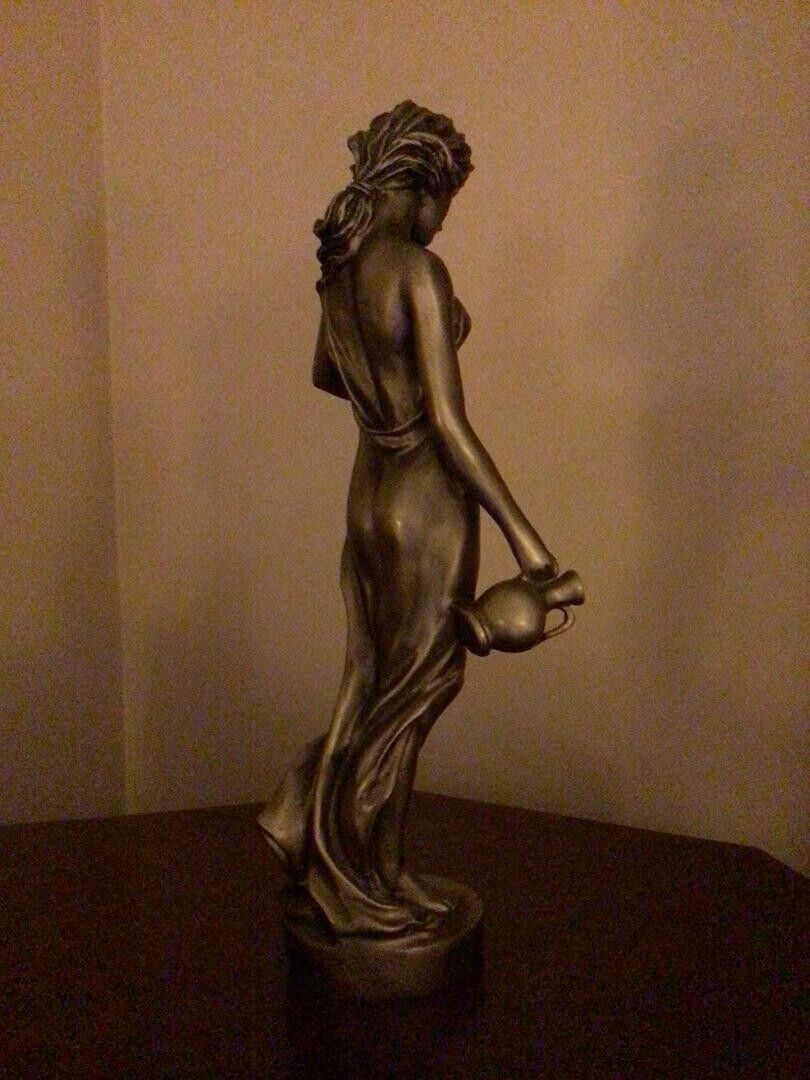 Golden Resin Statue of Goddess Holding Jug