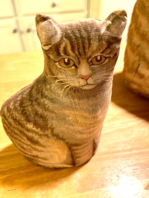 1800s-1900s Antique Soft Sculpture Tabby Cat with Kittens
