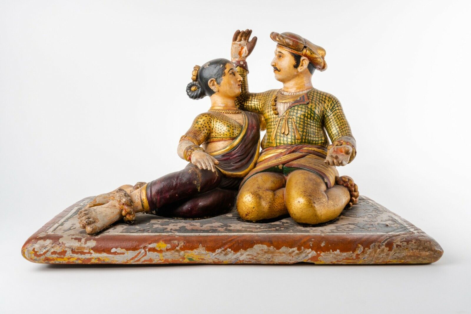 18th Century Indian Polychrome Figural Wood Sculpture