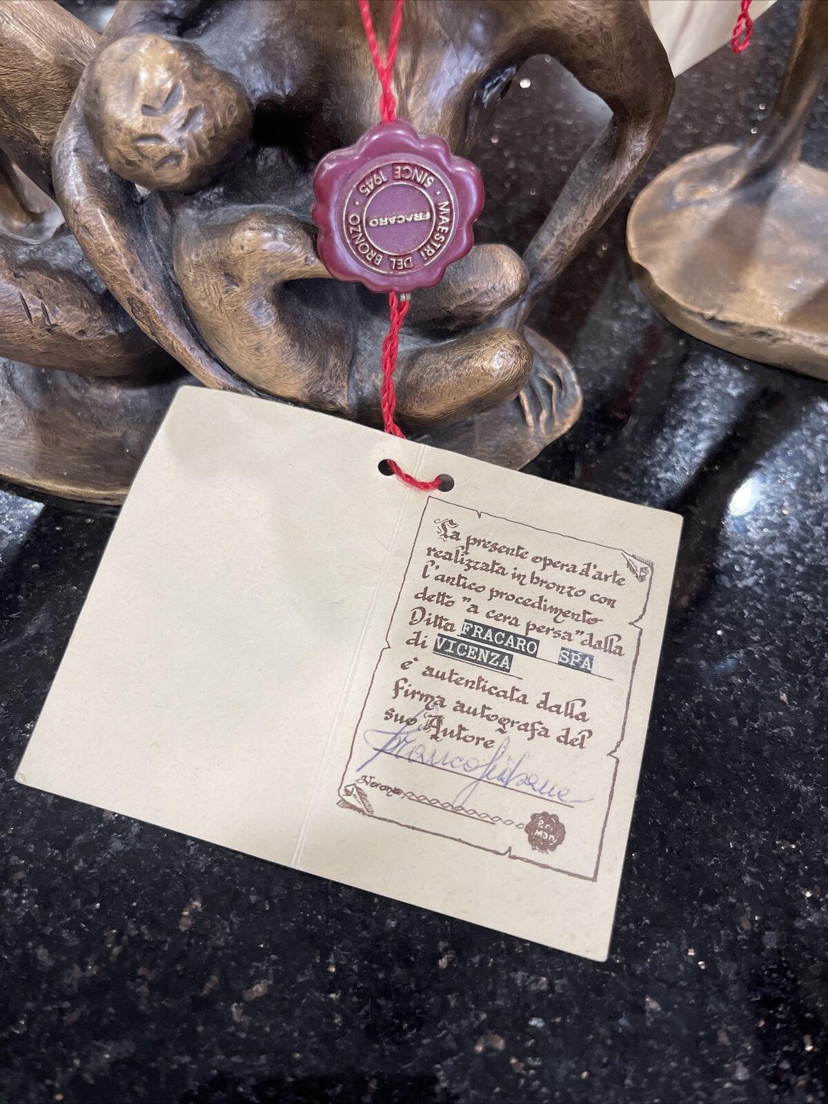 Italian Fonderia Fracaro Solid Bronze Sculpture Set, COA Included