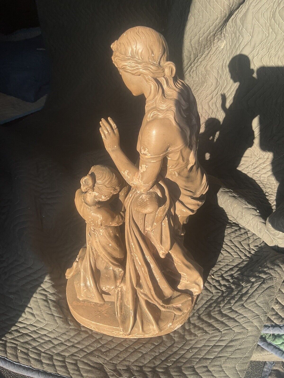 Florentine Statuary Mother Child Late 1800s Original Paint