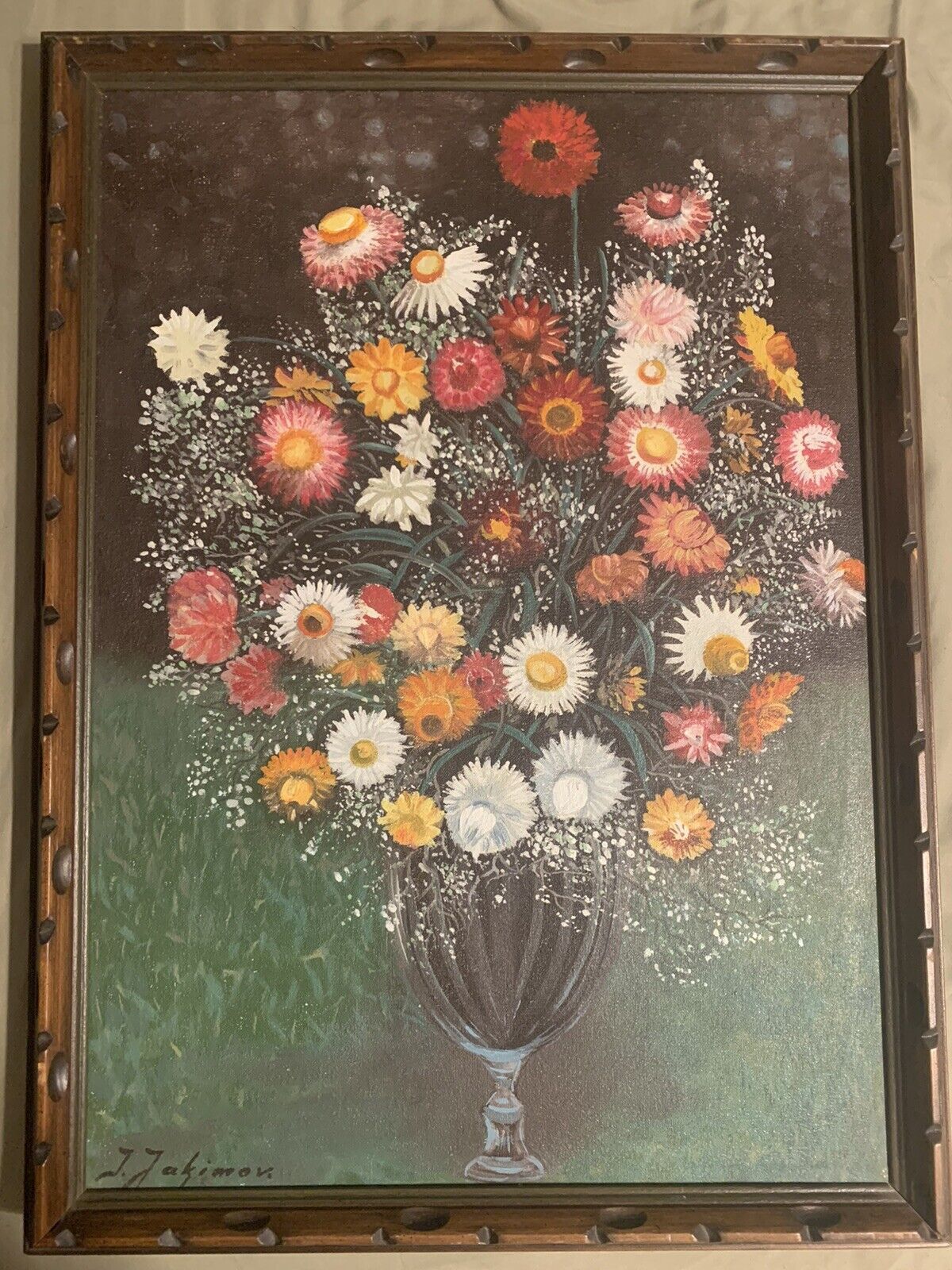 Igor Von Jakimov 1900s Floral Arrangement Framed Oil