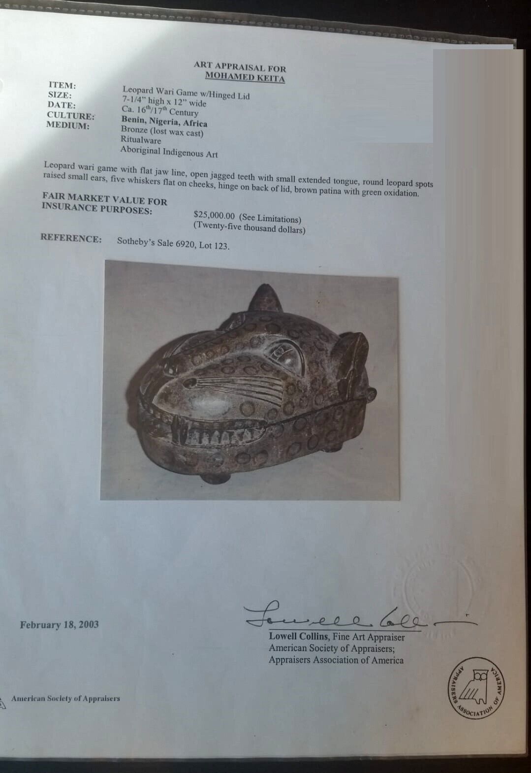 Ancient African Art from Late 1600s/Early 1700s - $25,000