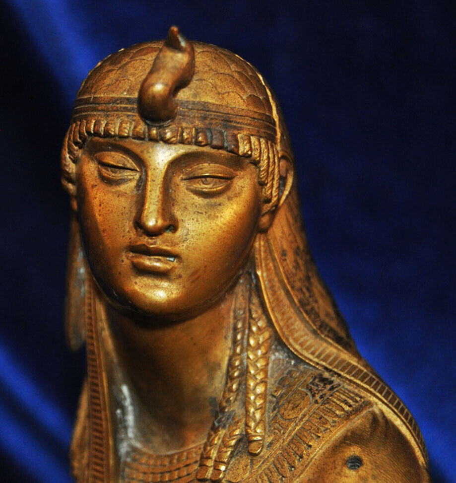 Bronze Cleopatra Bust Sphinx French Decor Winged Gilt