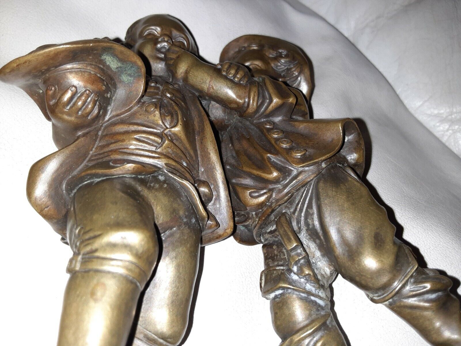 1800’s Bronze Sculpture of Boys Scuffling over Puppies