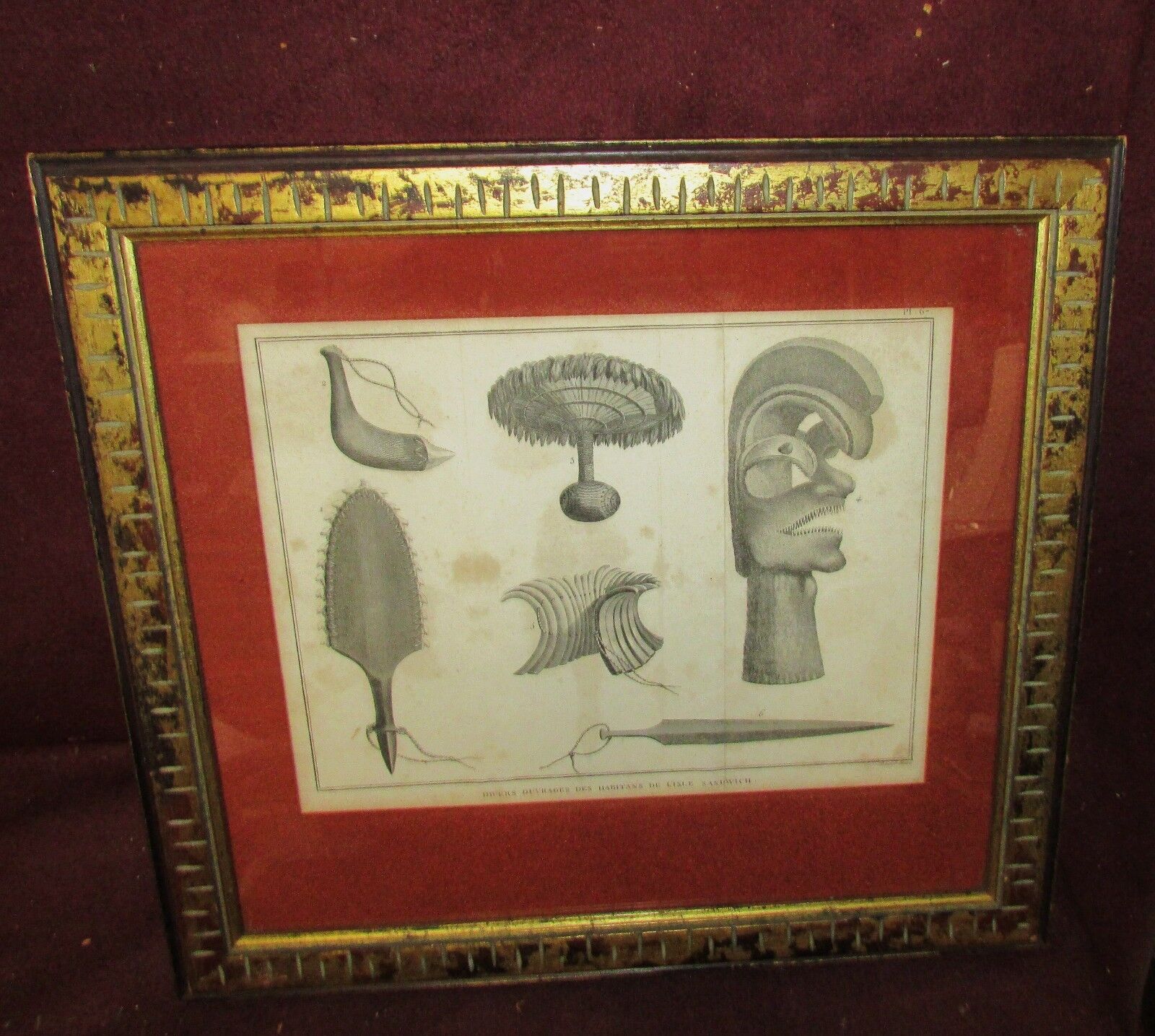 Hawaiian Print 1700's Captain Cook Weapon Sculpture