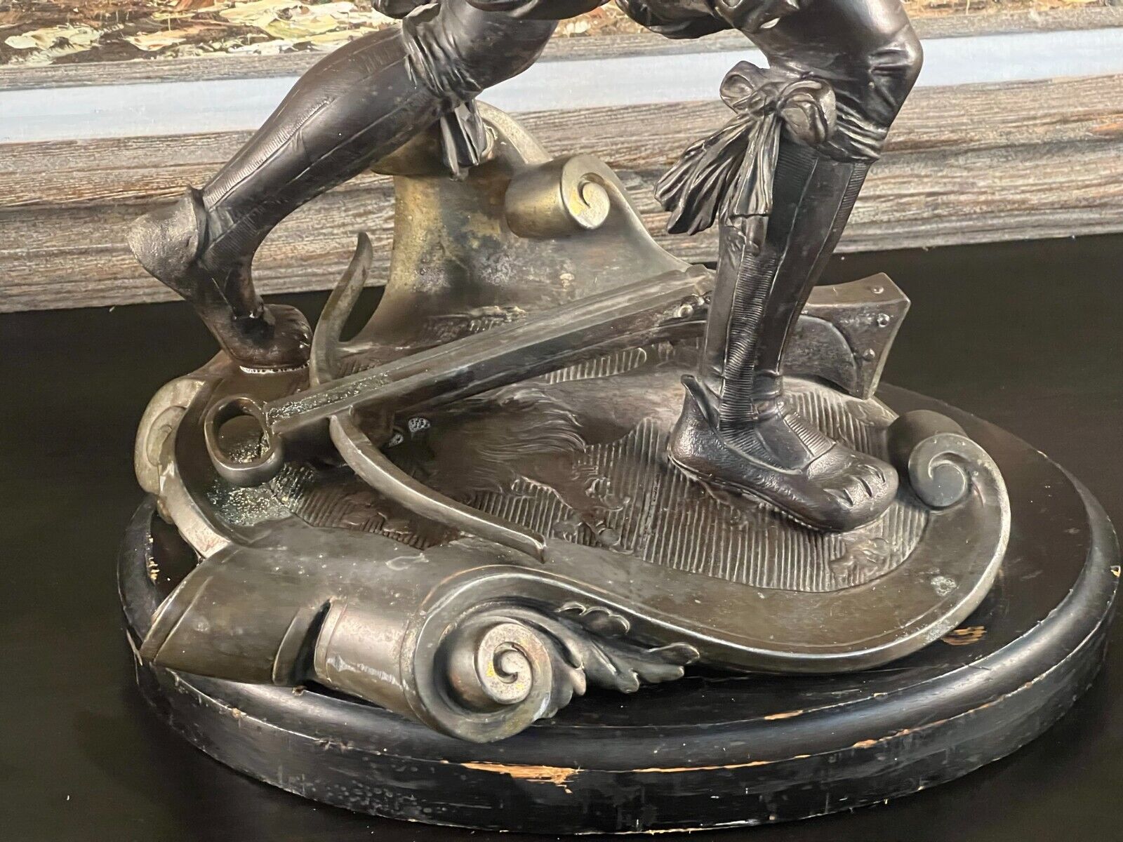 1800s Cavalier in Battle White Metal Sculpture Collectible