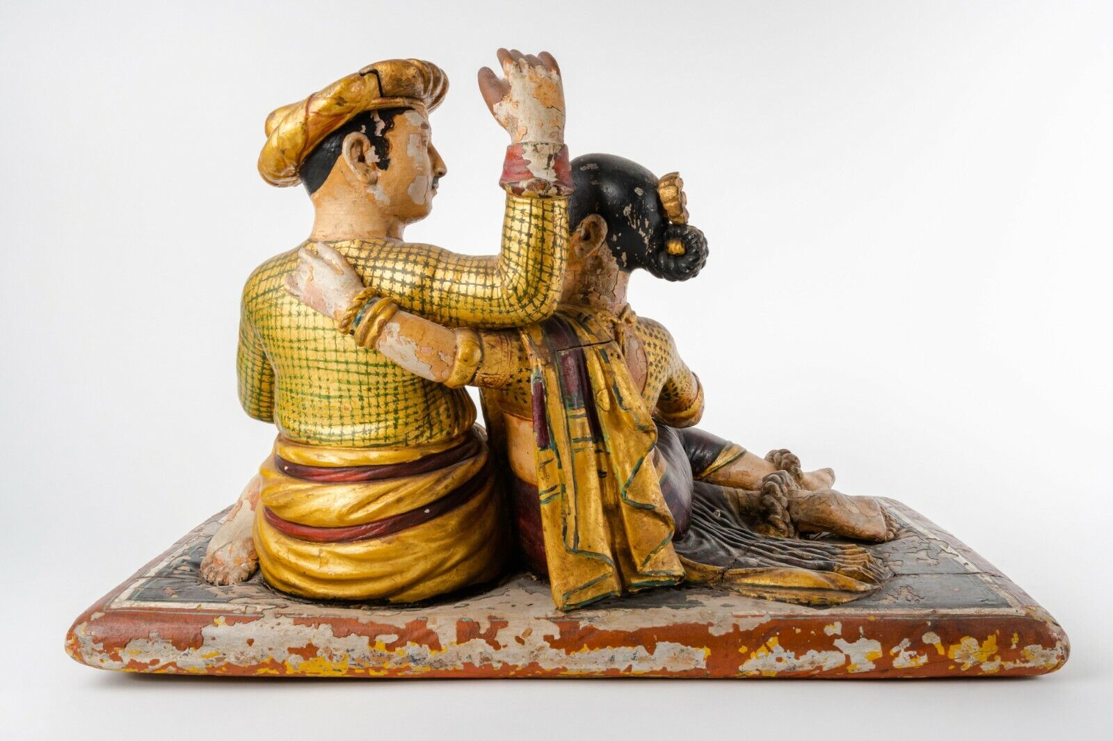 18th Century Indian Polychrome Figural Wood Sculpture