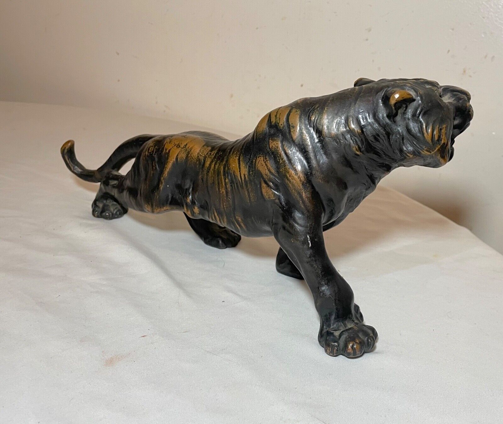 1800's Bronze Clad Tiger Lion Statue Sculpture/Typography