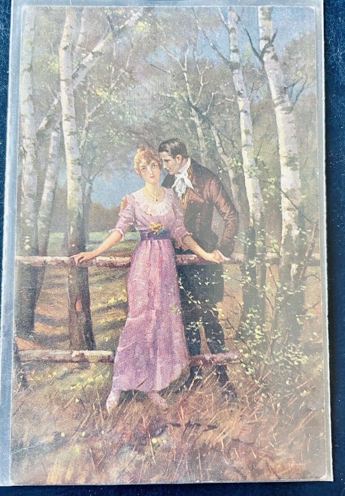 1900s German Postcard 'Question of the Heart' Painting