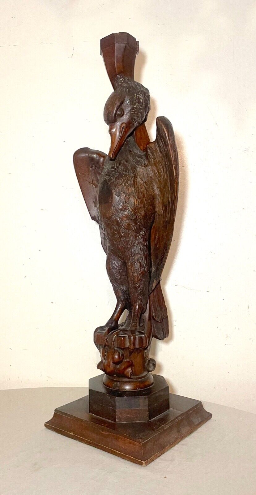 1800's hand carved wood swan sculpture