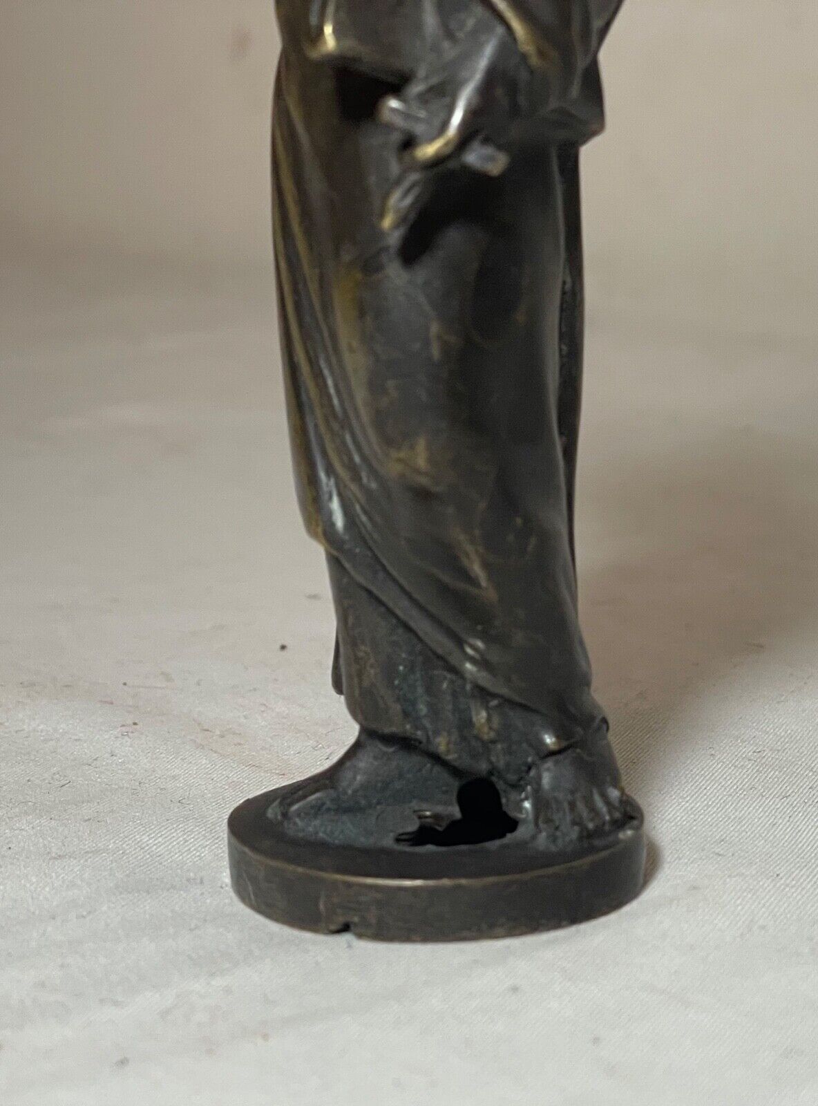 1800's miniature bronze Moses religious cross statue sculpture