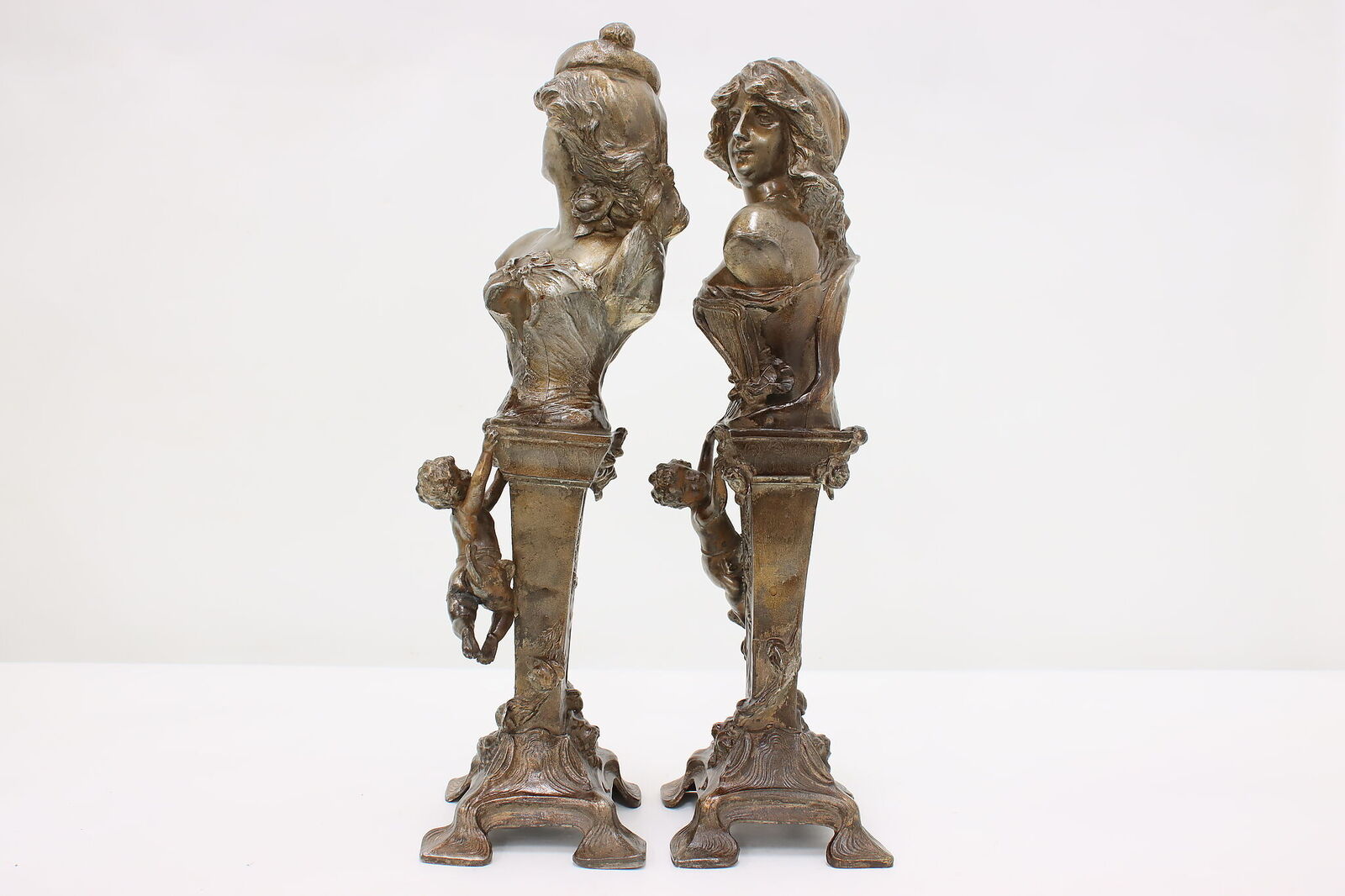 Art Nouveau Pair of Signed Sculptures Carmen & Mignon