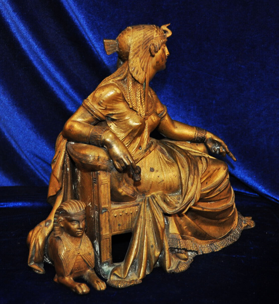 Bronze Cleopatra Bust Sphinx French Decor Winged Gilt