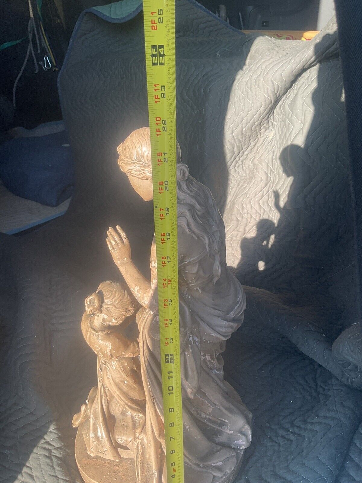 Florentine Statuary Mother Child Late 1800s Original Paint