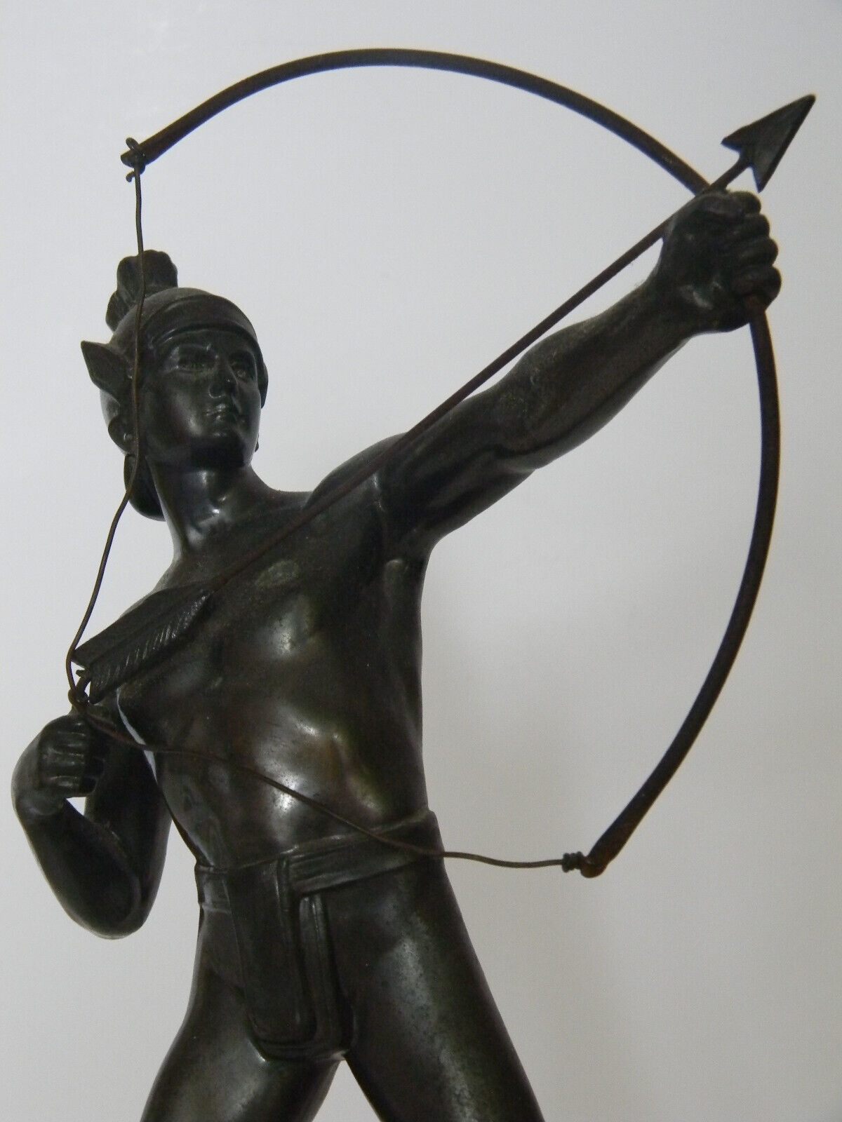 1800s Victorian Spelter Roman Warrior Figures on Marble Bases
