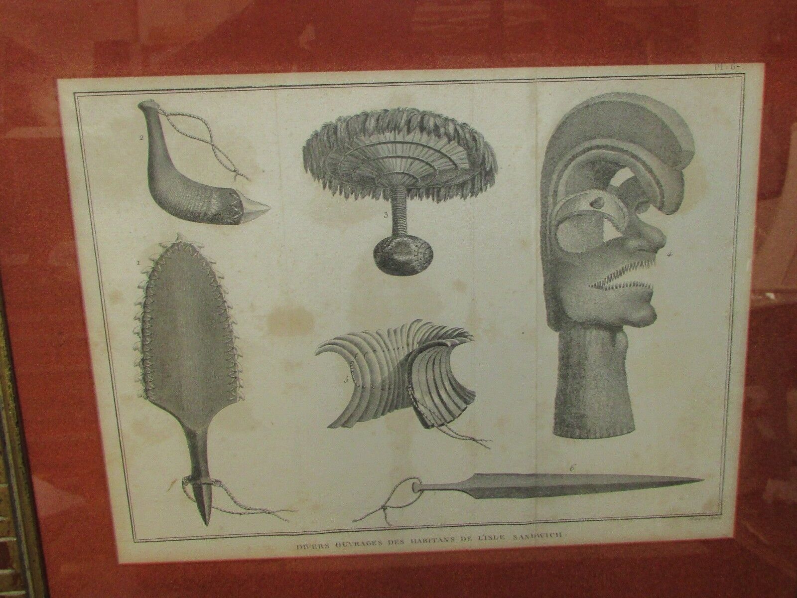 Hawaiian Print 1700's Captain Cook Weapon Sculpture