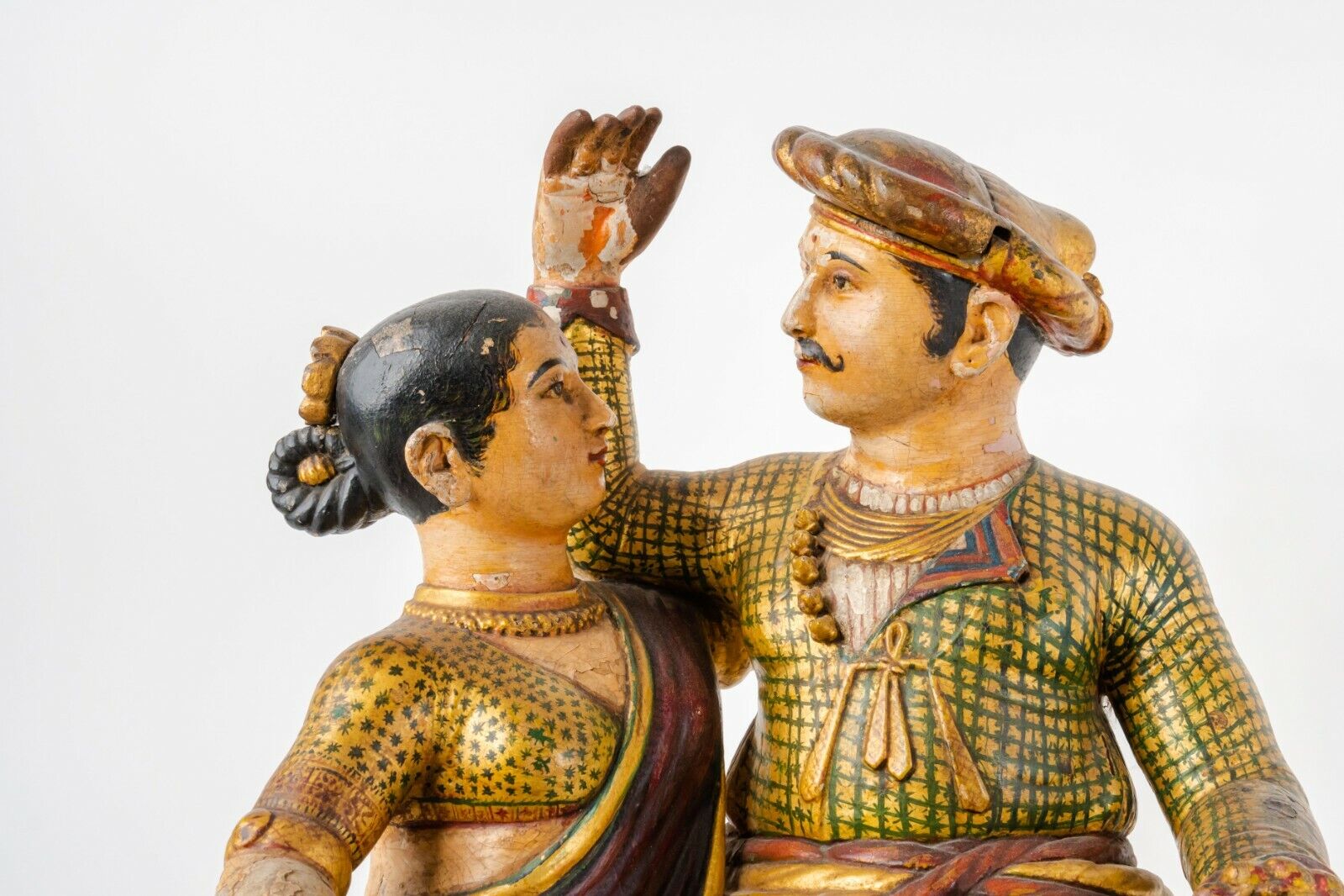 18th Century Indian Polychrome Figural Wood Sculpture