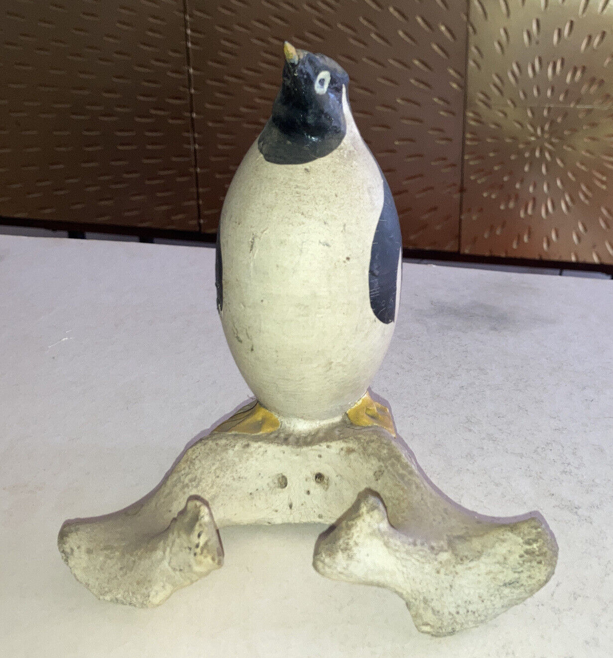 1800s Inuit Eskimo Polychrome Penguin Carving Sculpture