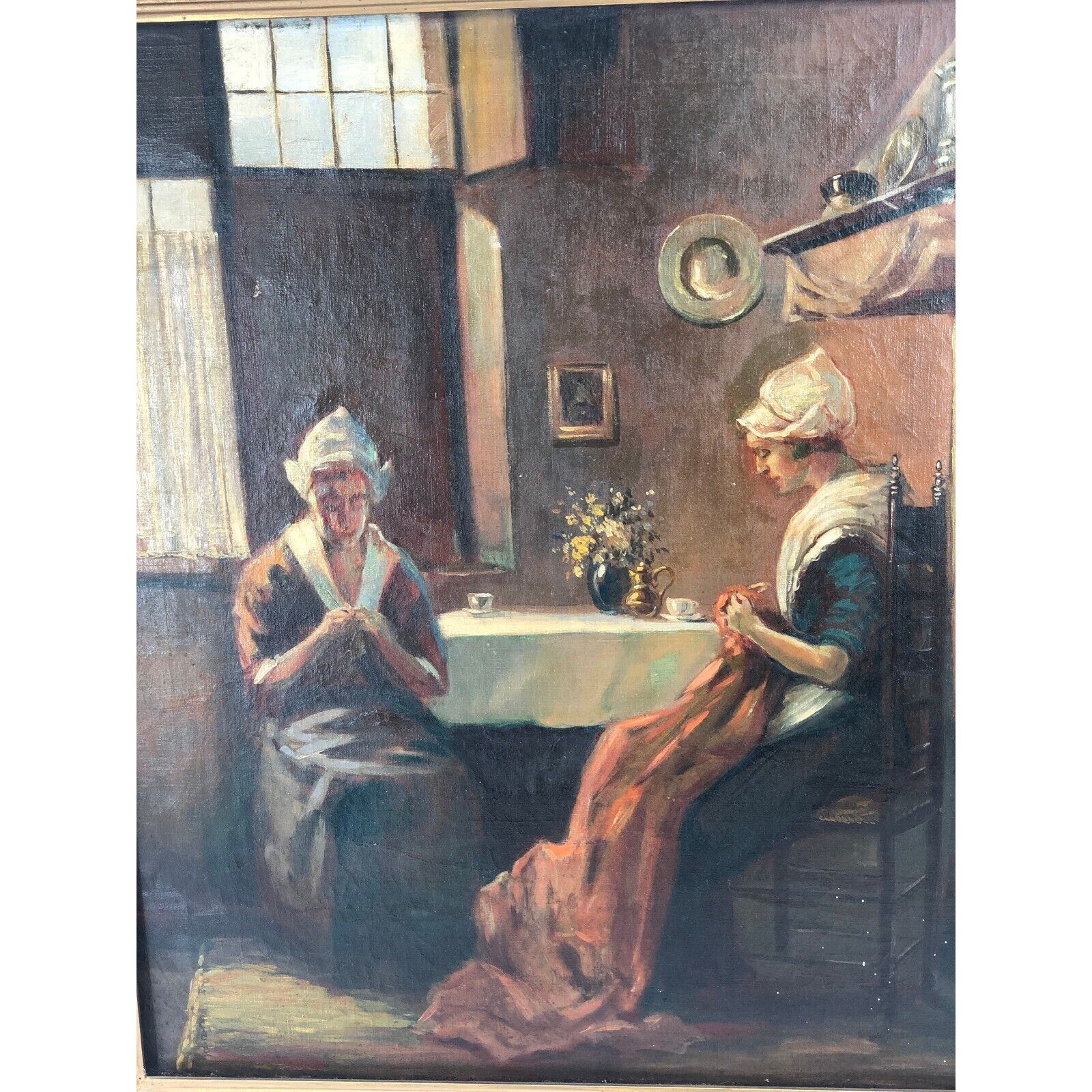 1900's American Dutch Colonial Oil on Canvas Painting