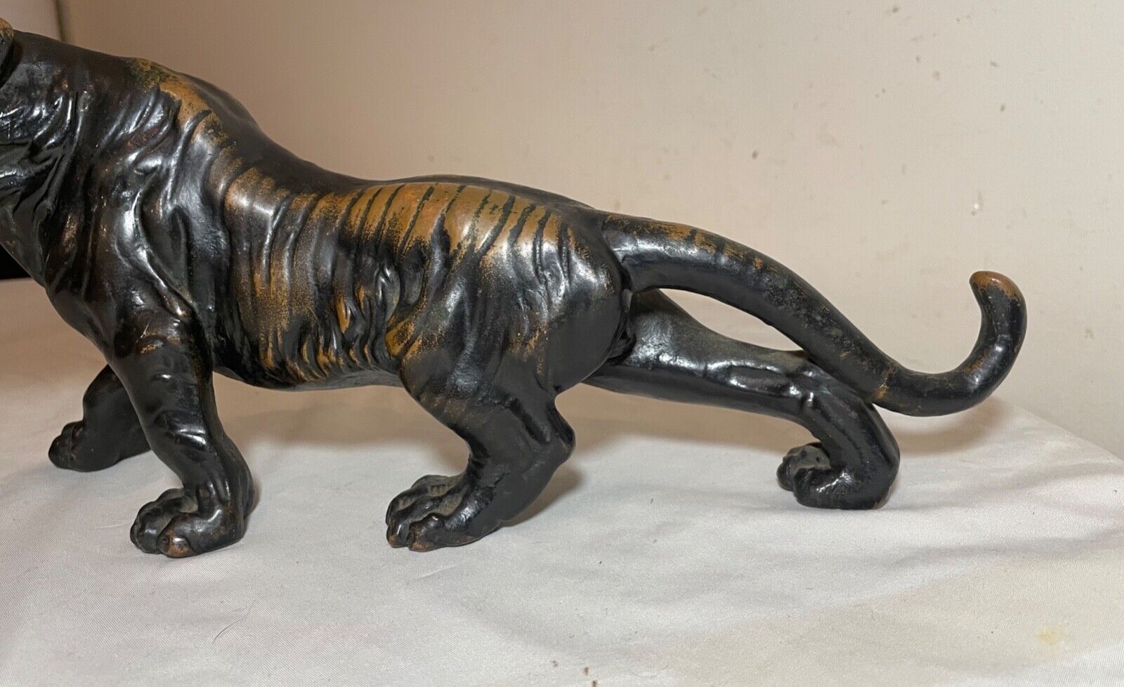 1800's Bronze Clad Tiger Lion Statue Sculpture/Typography