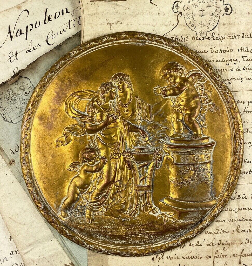 French Neoclassical Bronze Roundel Plaque, CLODION Art Sculpture