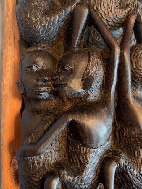 Vintage Ebony Tree of Life Sculpture from Tanzania