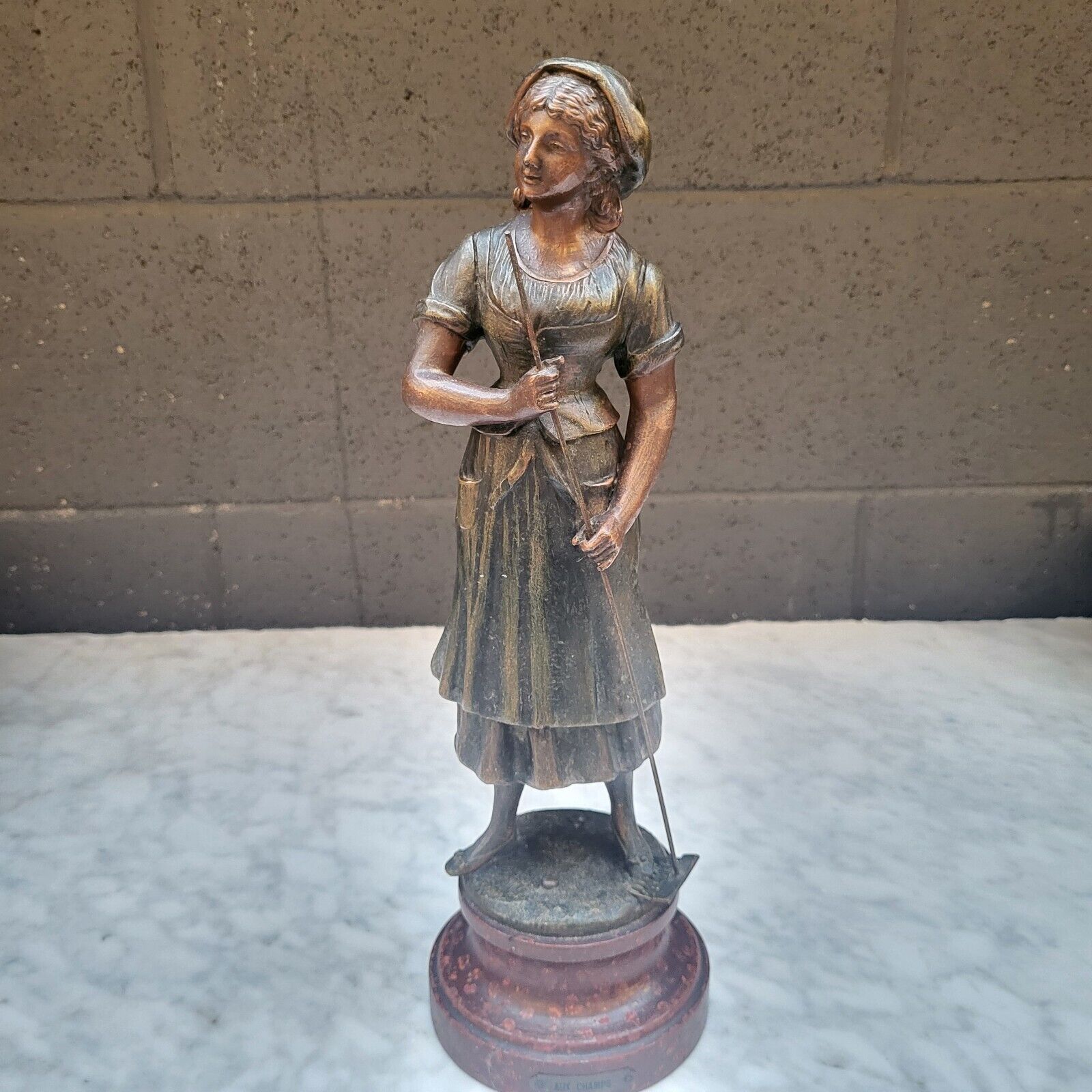 Vintage French Sculpture on 13.5" Wood Base