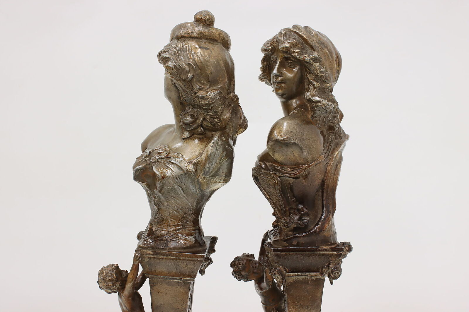Art Nouveau Pair of Signed Sculptures Carmen & Mignon