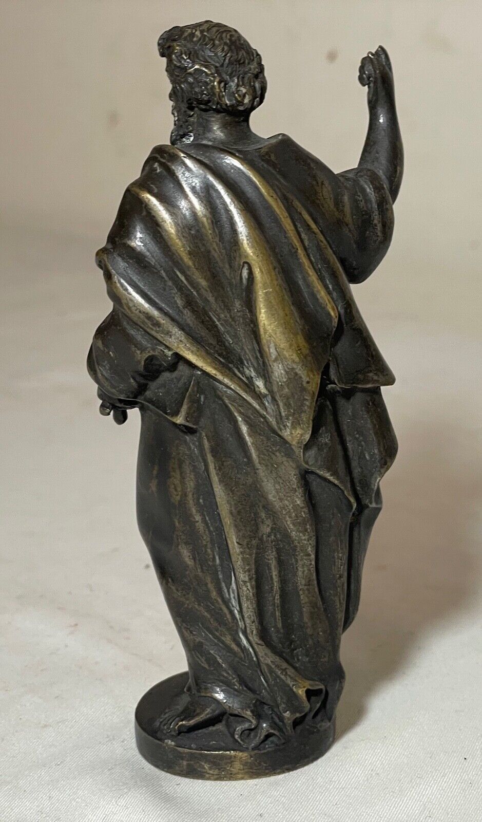 1800's miniature bronze Moses religious cross statue sculpture